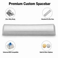 Barre d'espace en alliage de zinc 6.25u, capuchon de touche en métal argenté électroplaqué, texture brossée, clavier mécanique compatible MX