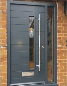 Seeyesdoor porta de metal exterior porta de entrada de alumínio, porta com janelas de vidro luz lateral