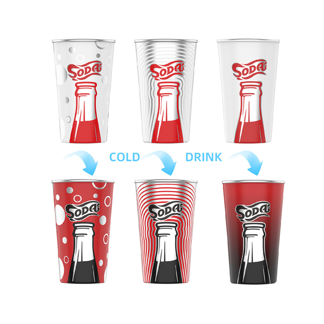 Eco-Friendly Outdoor Party Reusable Camping Temperature Sensitive Mug Beer Metal Cold Aluminum Color Changing Cups