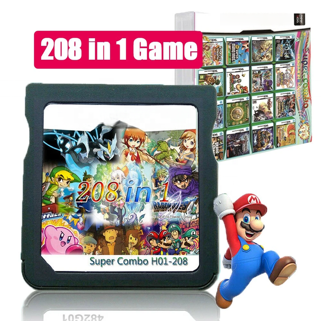 208-In-1 Classic Game Multi for NDS NDSL 2DS 3DS 3DSLL 3DSXL Revolution Cartridge Card Plastic Material