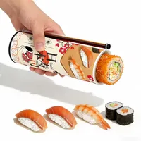 Emballage personnalisé en tube push-up pour sushis en papier kraft avec estampage à chaud UV quadricolore et matériaux recyclés pour les sushis et les en-cas