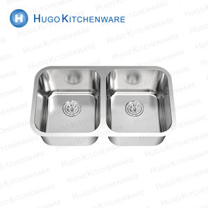 Fregadero de cocina de doble cuenco con forma Rectangular moderna personalizada, instalación de mostrador, delantal de Material Sus304, parte delantera de acero inoxidable - Product Image 4