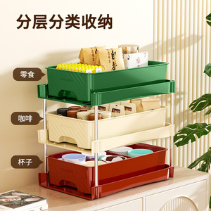 ที่เก็บของบนโต๊ะทำงาน 3 ชั้น PP ชั้นวางอเนกประสงค์สำหรับเครื่องเขียน เครื่องสำอาง ถ้วยชา ใช้บนโต๊ะทำงาน - Product Image 5