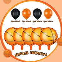 Basketball-Themen Ballon-Bouquet-Set mit Basketball-Folienballons Orange-Schwarze Latexballons für Sport-Geburtstagsfeier-Dekoration