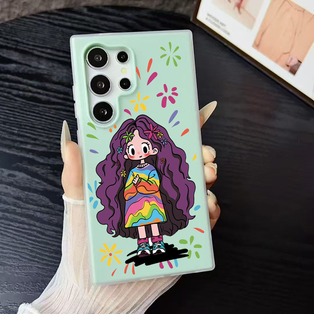 Lovely Long Hair Girl Printing Jelly 2in1 Style PP Mobile Phone Cover Case for Samsung Galaxy S23 S24 S25 S26 Ultra A17 A07 A55
