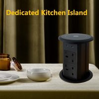 100mm Einbau-Motorisierte Pop-up-Steckdose Doppelseitige Küchenarbeitsplatten-Steckdose mit 4 Stromanschlüssen, 2 USB-A, 2 USB-C und Kabelloser Ladefunktion