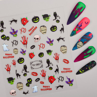 Autocollants pour ongles Halloween Fournitures pour ongles Ghost Pumpkin Nail Sliders Couteau Marques Rouge Cool Stickers Décoration des ongles