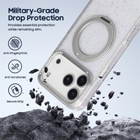 Étui de téléphone portable de luxe transparent en PC+TPU, compatible avec la charge sans fil magnétique rotative à 360°, antichoc, de haute qualité, avec protection d'objectif