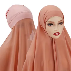 Pemasok grosir Online belanja kustom Islami Malaysia siap dipakai di bawah syal wanita sifon mutiara syal jilbab instan