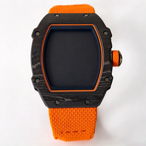 Reloj Mecánico Unisex de Lujo Ultrafino 6702 de 7.8mm con Fibra de Carbono, Diseño Tonneau, Movimiento Esqueletizado, Cristal de Zafiro, Estilo Hip Hop, Correa de Goma - Product Image 4