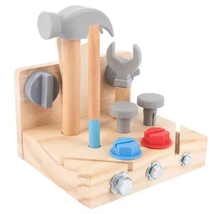 SENHE Multifunctional Simulation Nut Screw Assemble Tool Table Children's Wooden Workbench Pretend Play Repair Tool Box Toys