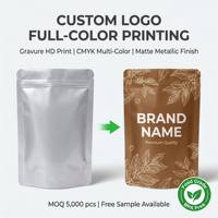 Premium koffie Mylar zakje met hersluitbare ritssluiting, voedselveilige folie verpakking voor het bewaren van verse koffiebonen en langdurige aroma-behoud.