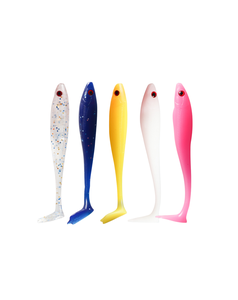 Commercio all'ingrosso 5 colori <span class=keywords><strong>esche</strong></span> morbide richiamo di pesca morbido T coda occhi 3D Silicone richiamo artificiale Swimbait Wobblers Shad Leurre - Product Image 1