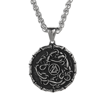 Collier Pendentif Serpent en Acier Inoxydable Style Viking pour Hommes, Bijoux Historiques du Monde Nordique, Prêt à Expédier