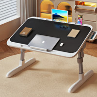 Bureau portable pliable pour ordinateur portable, réglable en hauteur, pour lit, avec mini table d'ordinateur et lampe de lecture