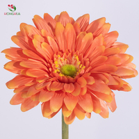 Fleur artificielle réaliste en soie rouge de haute qualité, toucher réel, tige longue de 60 cm, grande gerbera artificielle de 20 cm pour la décoration de la maison et des mariages