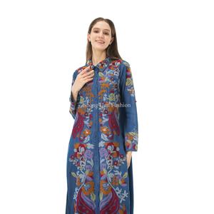 Robe d'été décontractée en coton et rayonne pour femme, col en V, broderie, taille naturelle, style plage, collection Europe - Product Image 6