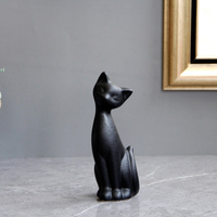 Statues de chats en céramique noire mate, animaux mignons nordiques, décoration d'intérieur, objets décoratifs pour la maison, décoration moderne de la maison