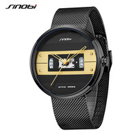 Montre de luxe pour homme SINOBI, boîtier en alliage, bracelet en maille, mouvement à quartz haute précision, étanche, logo personnalisé, montre-bracelet OEM ODM