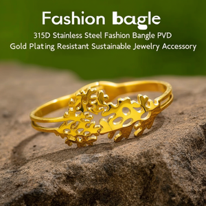 Brazalete de Moda de Acero Inoxidable 316L con Baño de Oro PVD, Joyería Sostenible y Resistente - Product Image 3