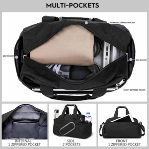 Sac de sport mini pliable portable et léger en polyester Oxford, grande capacité, avec fermeture éclair et motif lettres - Product Image 4