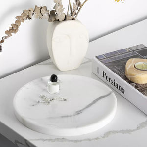 Plateau de service en marbre tavertine poli de luxe naturel étanche avec surface aiguisée pour bijoux décoratifs de fruits alimentaires pour la maison - Product Image 2