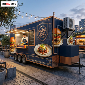 Cocina móvil cuadrada con horno para pizza, parrilla para barbacoa y freidora, certificada por DOT y CE, para venta ambulante en remolques de concesiones. - Product Image 1