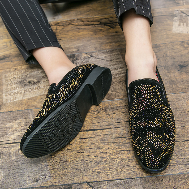 black dress shoes with gold spikes The Jupiter Shoe Black Spike Leather Bit Dress Loafer Limited Edition –  Vinci Leather Shoes main image 1
