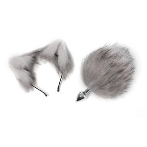 Fasce di peluche Ear Fluffy Cosplay Set giocattolo Sexy roba gioco di schiavitù BDSM Fetish Plug anale per Roleplay - Product Image 5