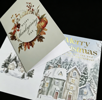 Cartes pliées personnalisées avec dorure à chaud, cartes de vœux pliées, idéales pour accompagner les cadeaux, les cartes de vœux de fêtes et plus encore
