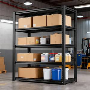Utility Garage <strong>Warehouse</strong> <strong>Rack</strong> Heavy Duty <strong>Steel</strong> <strong>Metal</strong> Adjustable Boltless Shelving Storage Industrial 5 Tier Durable Black - Product Image 6