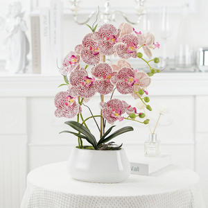 Fleurs artificielles de luxe en soie Phalaenopsis Orchidée dans un pot en céramique 43cm Feuilles en PU importées Prêtes à l'emploi Faux orchidée Centre de table - Product Image 6