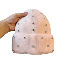 Chapeau en tricot jacquard d'hiver pour femmes, bouton, mélange de poils de lapin, cache-tête respirant, imperméable, nouvelle version coréenne tendance