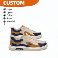 Chaussures de skate pour hommes tendance, en cuir synthétique bicolore, doublure en tissu respirant, confortables, légères, antidérapantes, chaussures décontractées pour jeunes