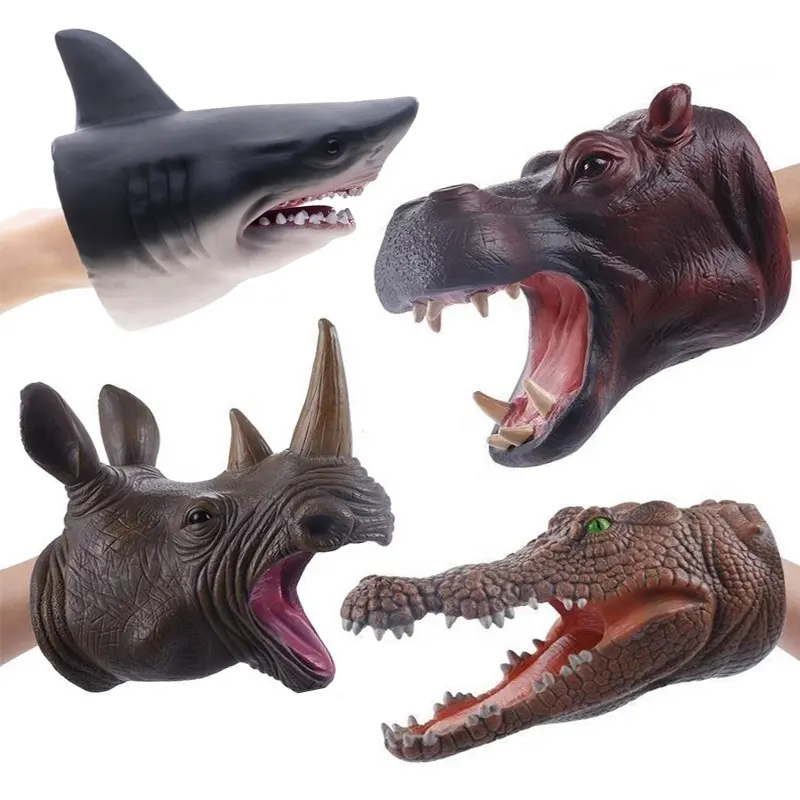 Hochwertige realistische Gummi Handpuppe Dinosaurier Tier Handpuppe Spielzeug