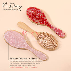 شعار مخصص لون ماركة ميديري ماركة سيليولوز اسيتات اكريليك مشط شعر فرشاة بامبو airbag للتدليك في الصالونات المنزلية - Product Image 4