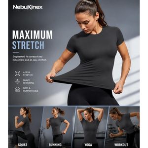 Women's Compression Shirts Short Sleeve Quick Dry Workout Tops Crew Neck Athletic Baselayer Yoga Gym Running T-Shirt 5-Pack - Product Image 3