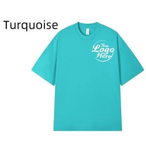 Camiseta de hombro suelto de algodón peinado de 230G Unisex, camiseta de hombre de alta calidad con bordado gráfico impreso y personalizado - Product Image 1