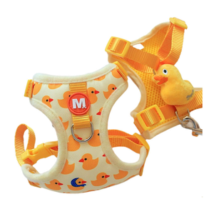 Rarewe Set kekang anjing kucing, aksesori hewan peliharaan Logo kuning bayi bebek dicetak Set <span class=keywords><strong>Harness</strong></span> kucing dapat disesuaikan rompi <span class=keywords><strong>Harness</strong></span> - Product Image 1