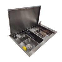 Évier de nettoyage ultrasonique double bac en acier inoxydable 304 robuste pour usage commercial, évier intelligent pour cuisine