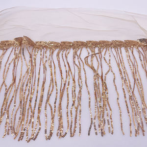 하이 퀄리티 골드 스팽글 술 레이스 메쉬 자수 스팽글 여성 의류 트림 - Product Image 4