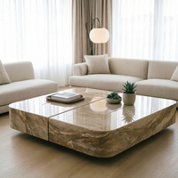 Table basse en marbre onyx doré naturel de luxe pour la décoration de la maison, meubles de salon, hôtel, bar, café