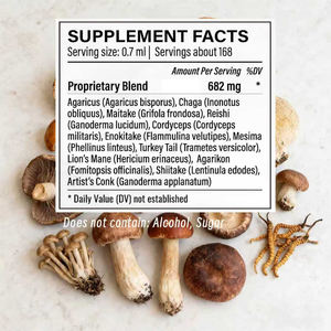 Venta al por mayor de gotas líquidas de setas de alta absorción rápida Chaga Reishi soporte salud intestinal función inmune para adultos niños - Product Image 2