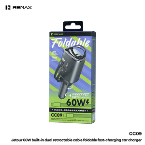 Caricabatterie da Auto Pieghevole REMAX CC09 60W con Cavo Retrattile Doppio Integrato, <span class=keywords><strong>USB</strong></span>-C PD 45W, 4 Porte, Ricarica Rapida, <span class=keywords><strong>Adattatore</strong></span> per <span class=keywords><strong>Accendisigari</strong></span> - Product Image 2