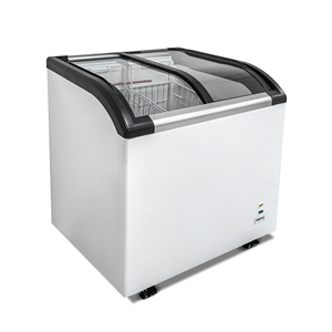 Congelador con Tapa Curva y Cristal Deslizante, Congelador Comercial Móvil Tipo Arcón para Helados con Iluminación LED y Cerradura - Product Image 1