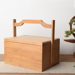 Caja de Madera de Bambú Rectangular, Portátil, para Regalos, Almacenamiento de Pasteles, Caja de Regalo Artesanal - Product Image 2