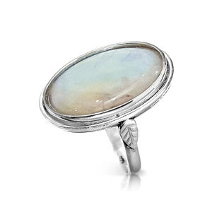 Anello A104 con Pietra Naturale Ovale, Montatura in Argento Sterling 925, Stile Vintage, Gioiello Unisex - Product Image 6