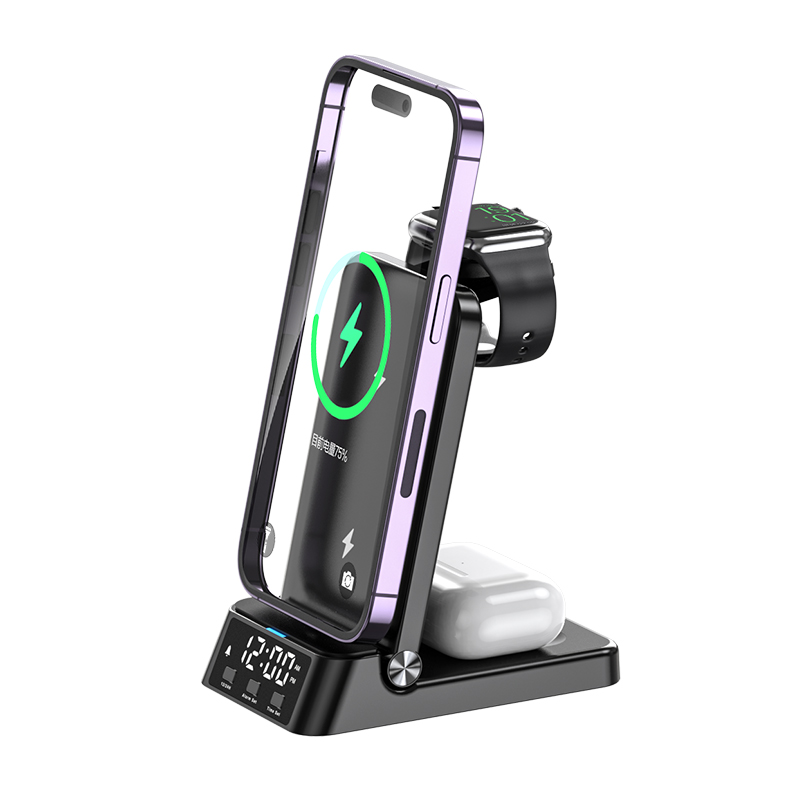 Новинка 2023, беспроводное зарядное устройство для смартфона, цифровой будильник с беспроводной зарядкой, 15 Вт макс.
