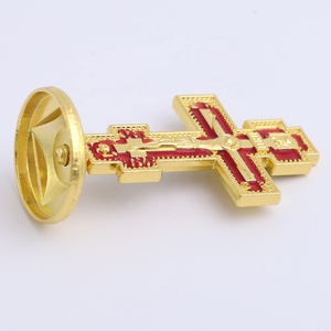 Cruz de Cnacn Coxpahn con Base, tres barras, color rojo, cura rusa, Vintage - Product Image 4