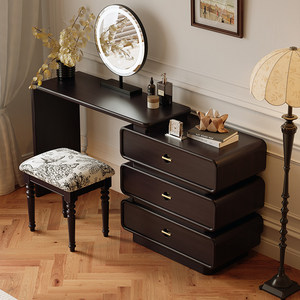 Coiffeuse de style médiéval simple, en bois massif, avec tiroirs intégrés, réglable et télescopique, pour maquillage - Product Image 4